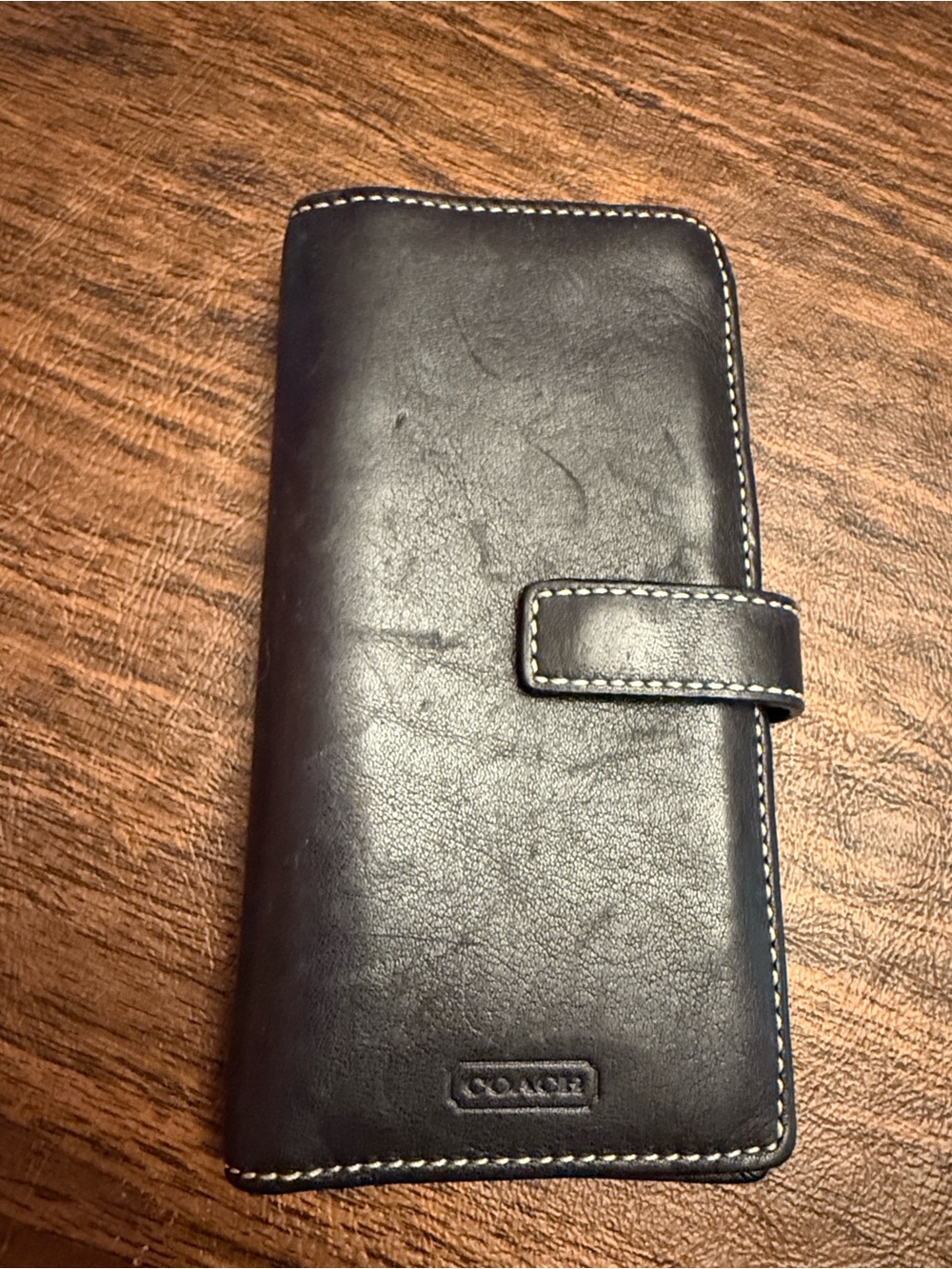 Coach Black Leather Snap-Closure Long Wallet